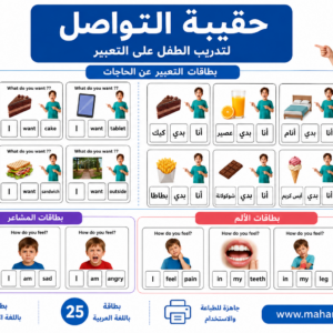 60بطاقة للتواصل عربي وإنجليزي( للتعبير عن الحاجات الألم والمشاعر )